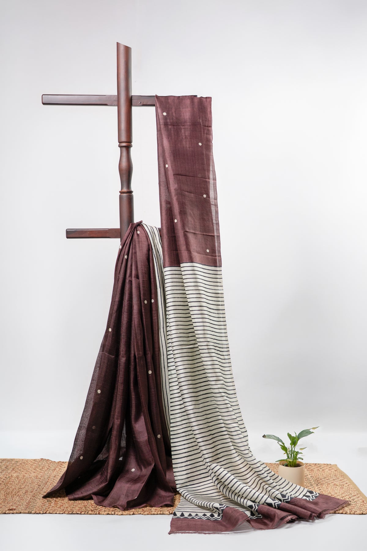 Brown Polka Dot Bishnupuri Silk