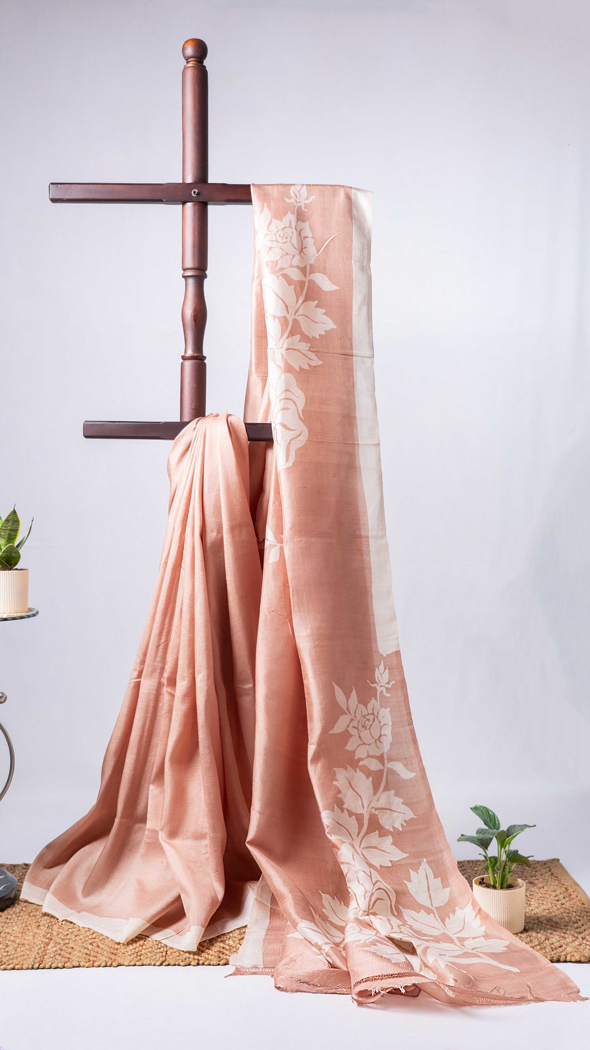Beige Bishnupuri silk hand wax batik
