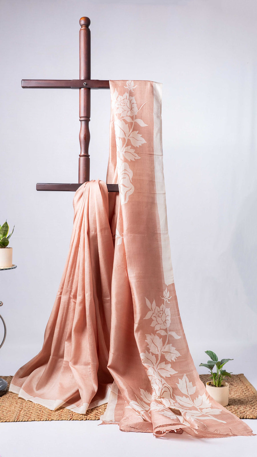 Beige Bishnupuri silk hand wax batik