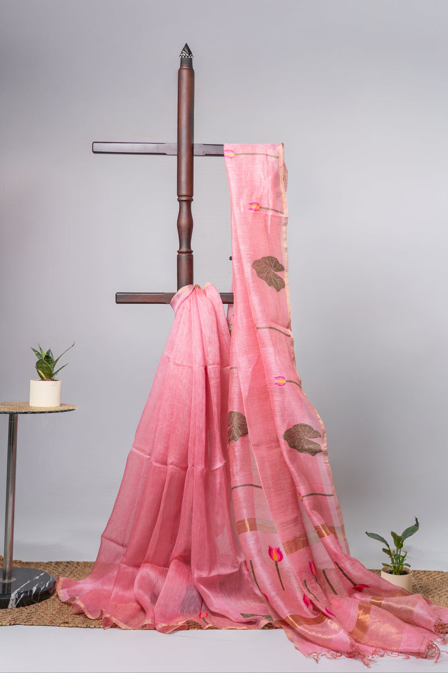 Pastel pink Linen silk Lotus