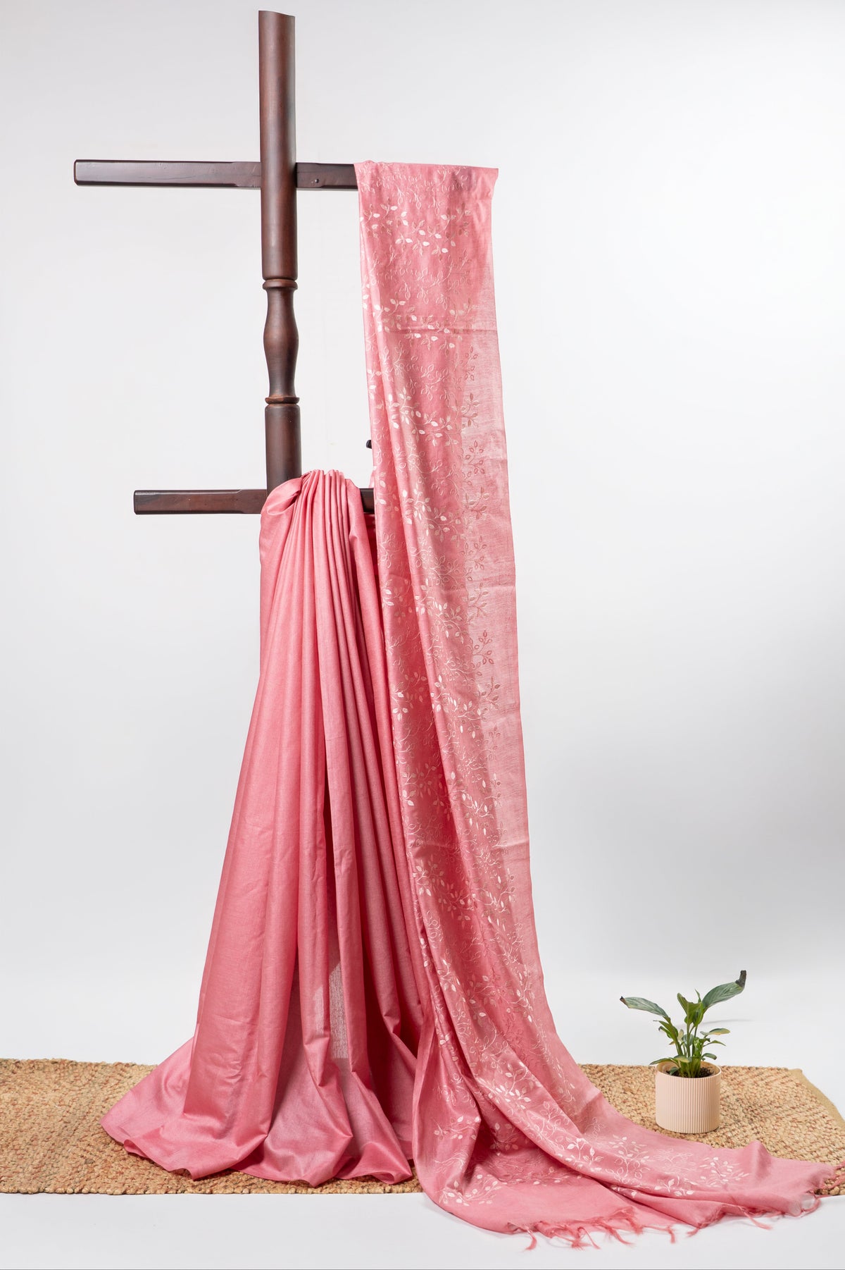 Dusty Rose Semi-Tussar with Embroidery